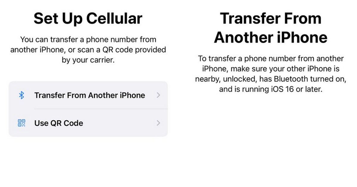 Mit iOS 16 können Sie Ihre eSIM über Bluetooth auf ein neues iPhone